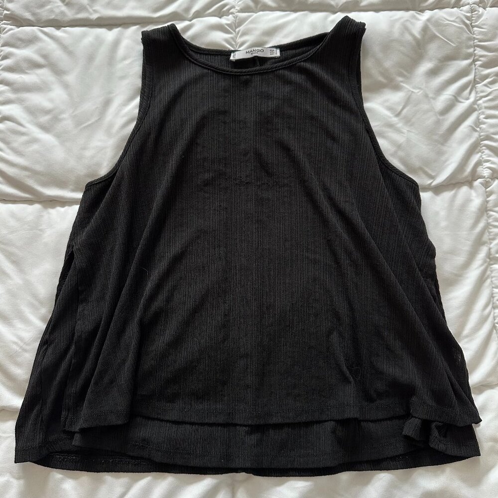 BLACK RIBBED SLEEVELESS TANK TOP – MANGO BASICS – WOMEN – SIZE M (EU) / S (US)